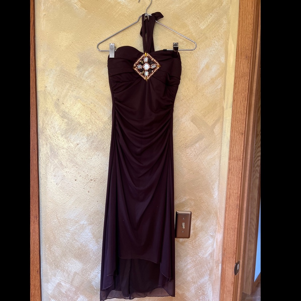 Cute Brown Bohemian School Dance Dress with Shell and Beaded Details